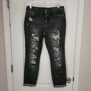 Judy Blue Destroyed Bleach Splash Black Boyfriend jeans